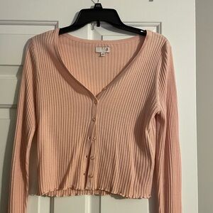 Pink cropped button sweater